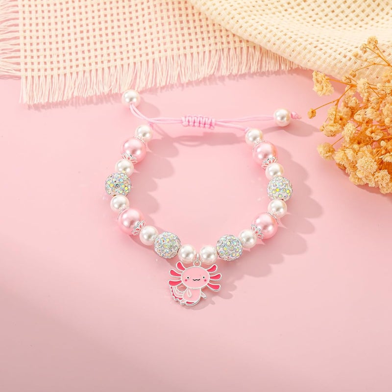 VULETO Axolotl/Horse Bracelet Gifts for Girls Women, Charm Pearl Beads Cute Stuff Valentines Birthday Jewelry for Kids Teens - Image 4